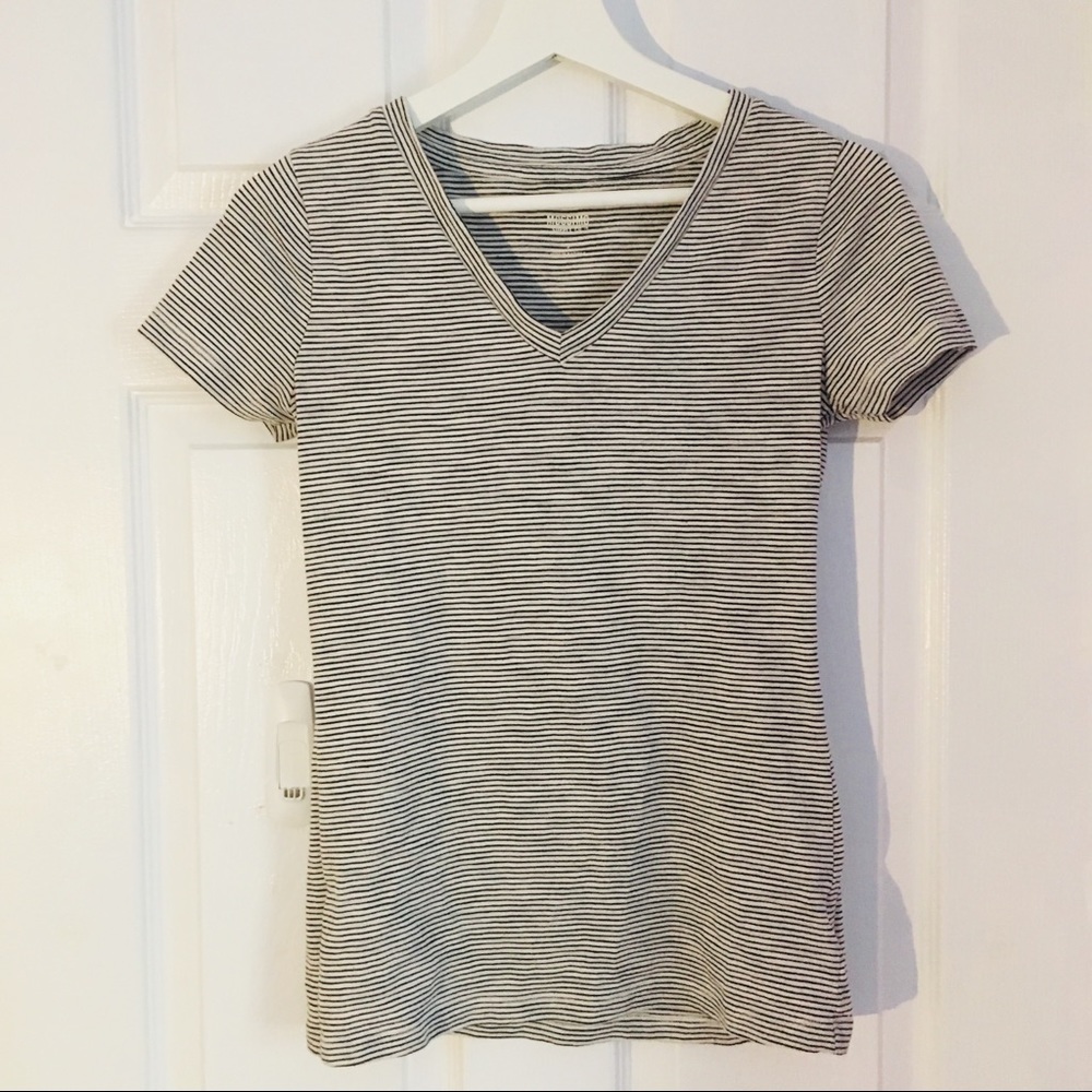 Mossimo Striped Cotton V-Neck Short Sleeved Tee